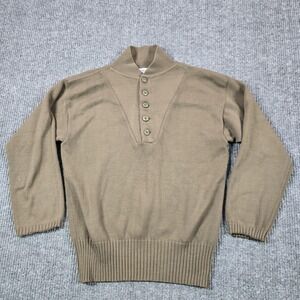 Vintage Garrison Collection Sweater Mens Large Olive Green Mock Neck Henley Army